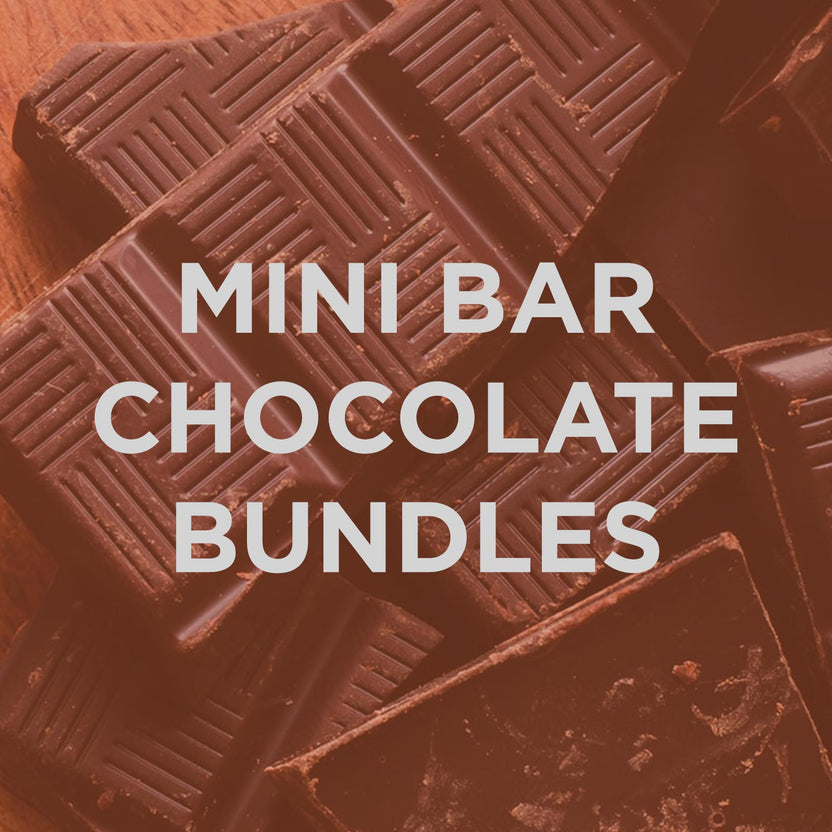 Dark chocolate mini bars with ridged texture in Mini Bar Chocolate Bundle 12 pack