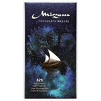 Mirzam 62% dark chocolate bar with coffee and cardamom in cosmic blue foil