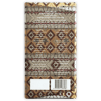 Back of Mirzam Halwa Dark Chocolate 62% wrapper with geometric pattern