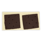 Omnom Cookies + Cream: two dark chocolate cookies with white centers in white tray
