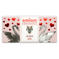 Omnom Sea Salted Toffee 40% bar with origami swans and hearts