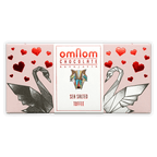 Omnom Sea Salted Toffee 40% bar with origami swans and hearts