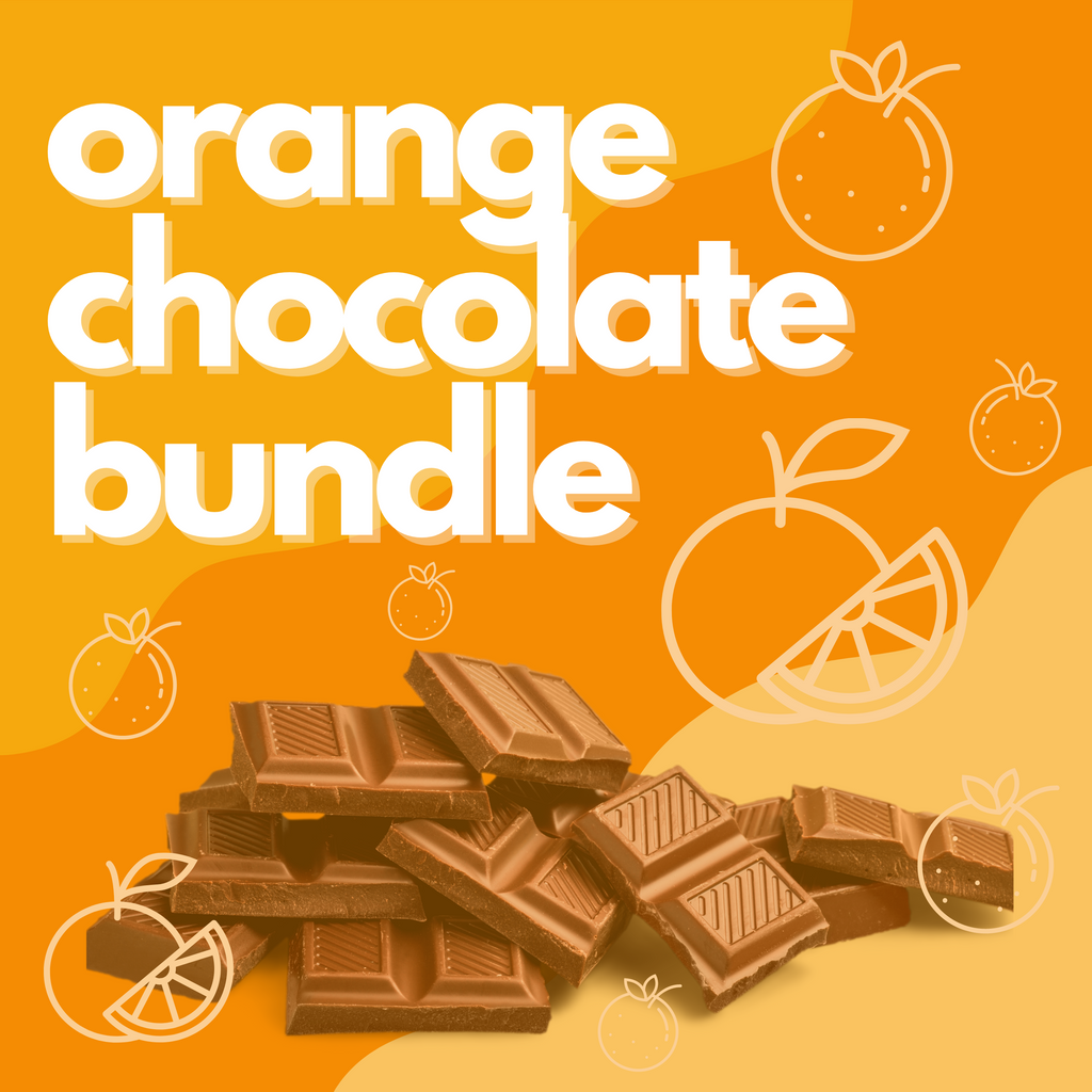 Orange flavored chocolate bar bundle: 5 rich dark brown glossy bars
