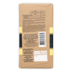 Back of Pralus Madagascar 75% chocolate bar, brown paper wrap, black text, barcode