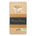 Pralus Melissa Milk 45% criollo chocolate bar with world map design