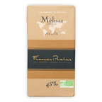 Pralus Melissa Milk 45% criollo chocolate bar with world map design