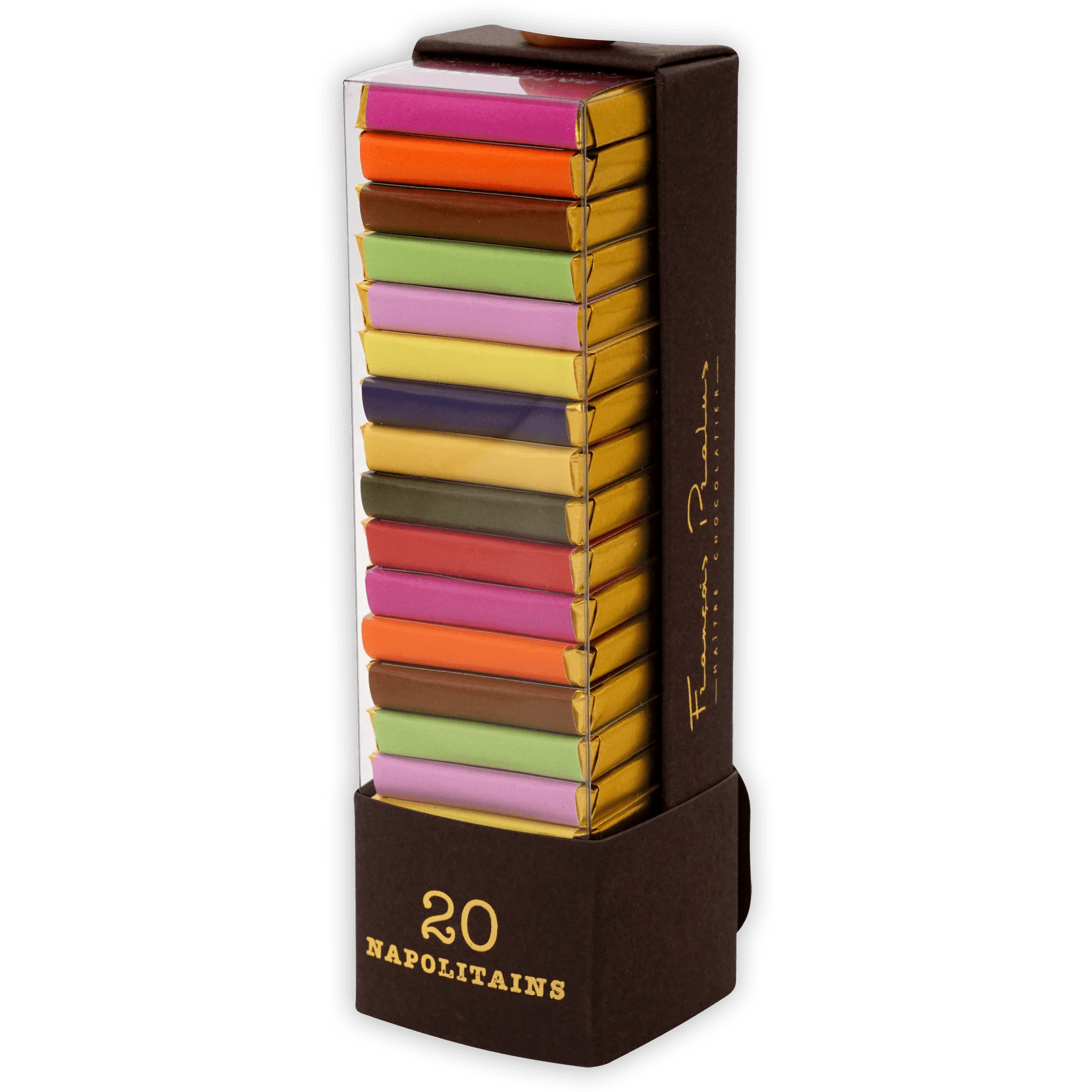 Pralus Napolitans of the Tropics: 20 Ferragamo chocolate bars in brown box