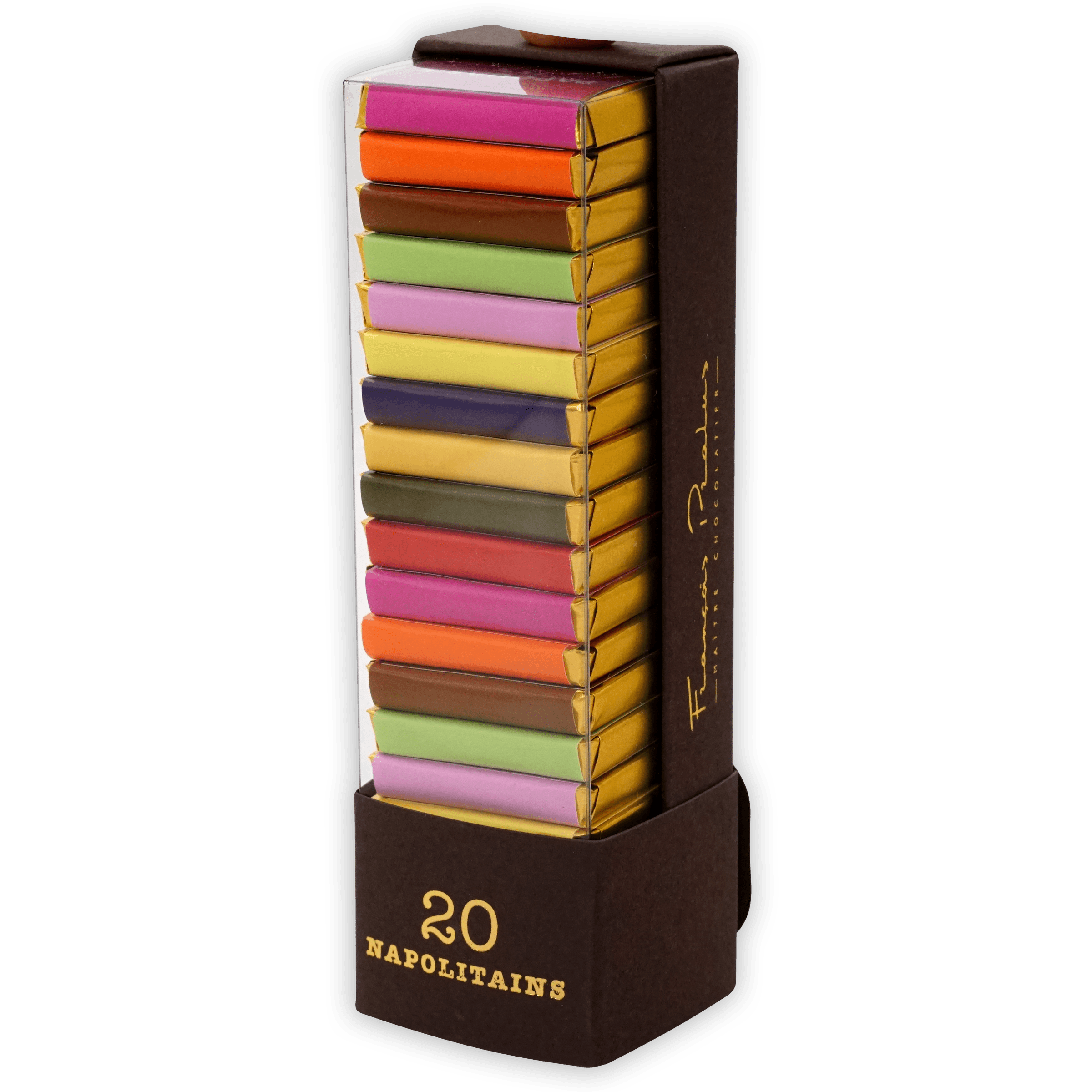 Pralus Napolitans of the Tropics: 20 Ferragamo chocolate bars in brown box