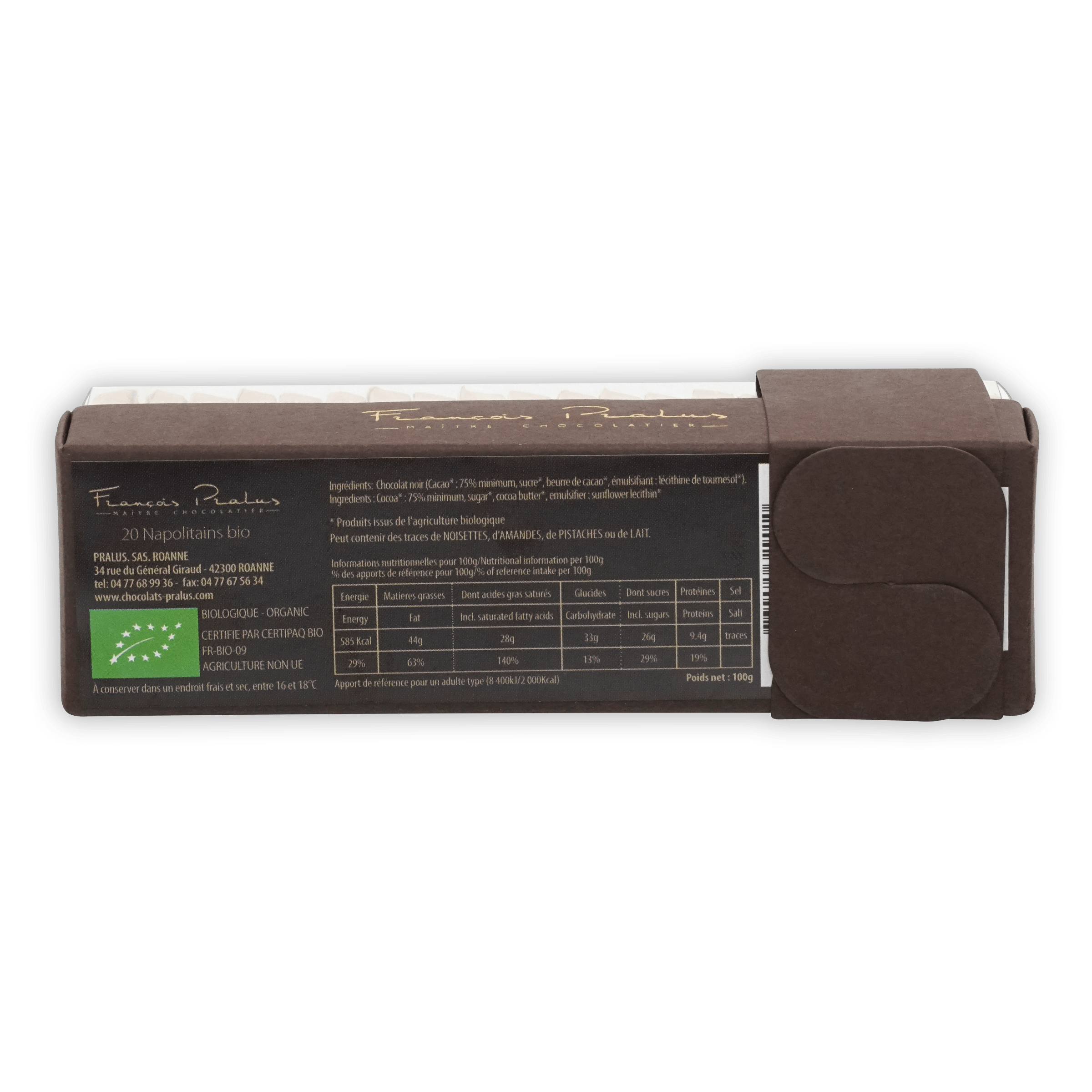 Pralus Napolitans Organic Vintages 20-piece chocolate bar box