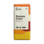 Raaka Bananas Foster 66% cacao dark chocolate bar in vibrant gradient wrapper