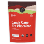 Raaka Candy Cane Hot Chocolate seasonal pouch with crushed candy cane