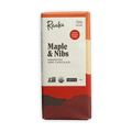Raaka Maple & Nibs 75% cacao dark chocolate bar in orange wrapper
