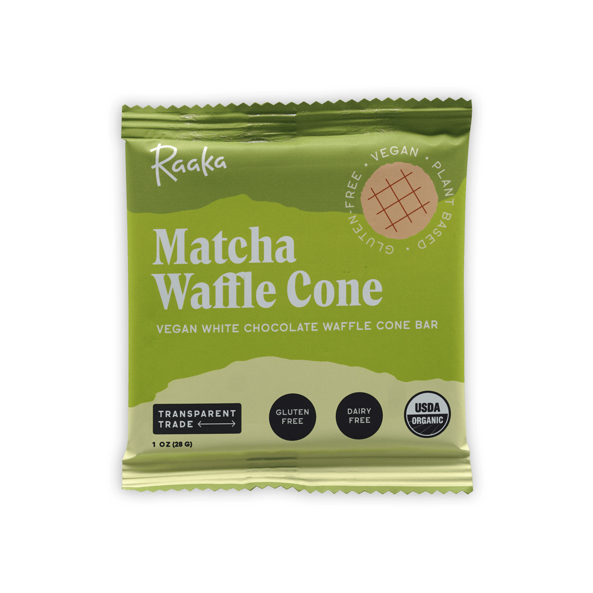 Raaka Matcha Waffle Cone 40%