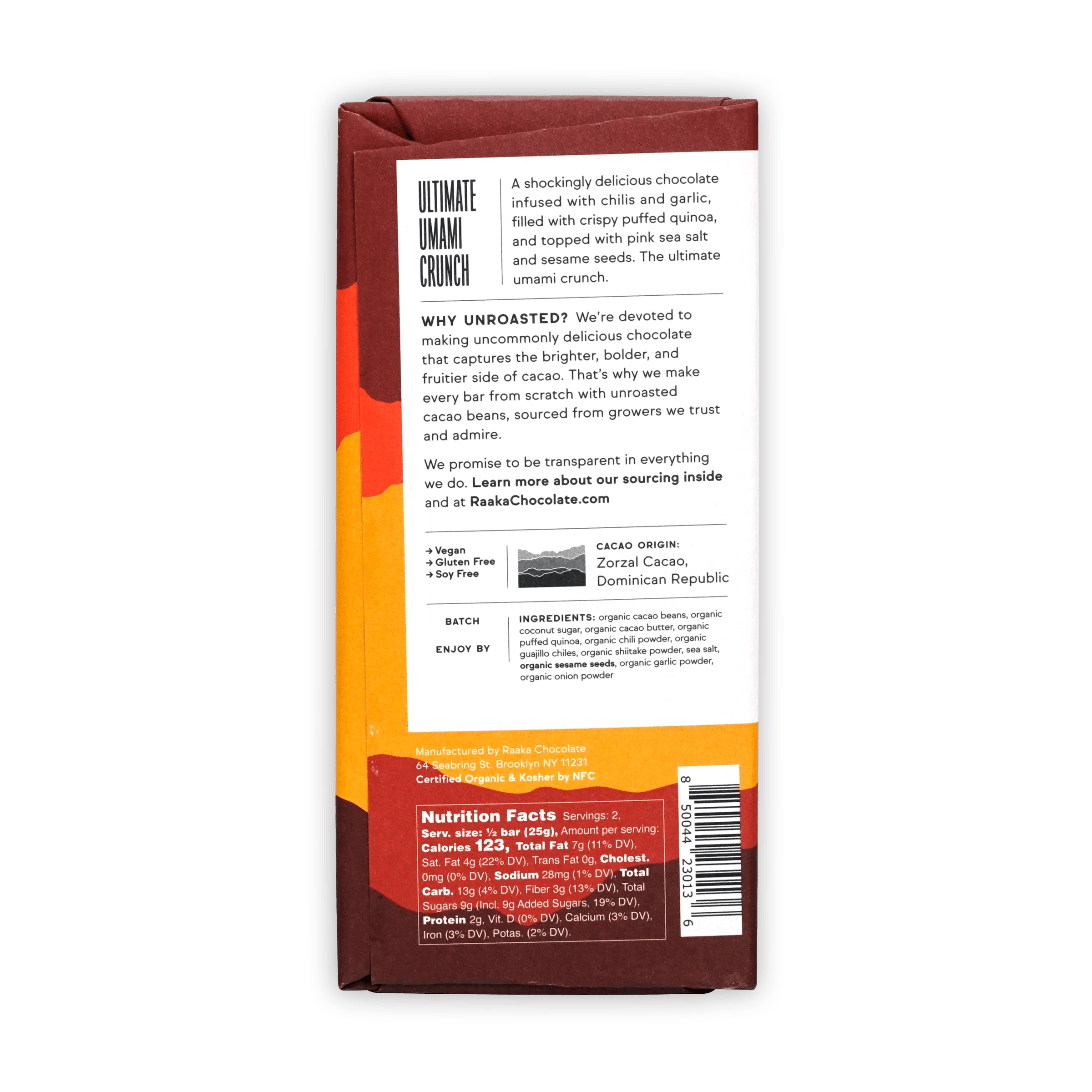 Raaka Momofuku Chili Chocolate 54% limited edition with Ultimate Umami Crunch by Rasa