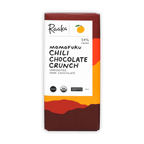 Raaka Momofuku Chili Chocolate 54% bar with vibrant orange-red packaging