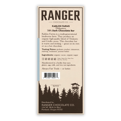 Ranger Dark Kablon Philippines 75% chocolate by Ranger Chocolate Co