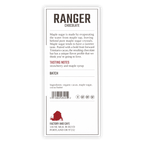 Ranger Dark Maple Chocolate 66% white label with black text and red barn