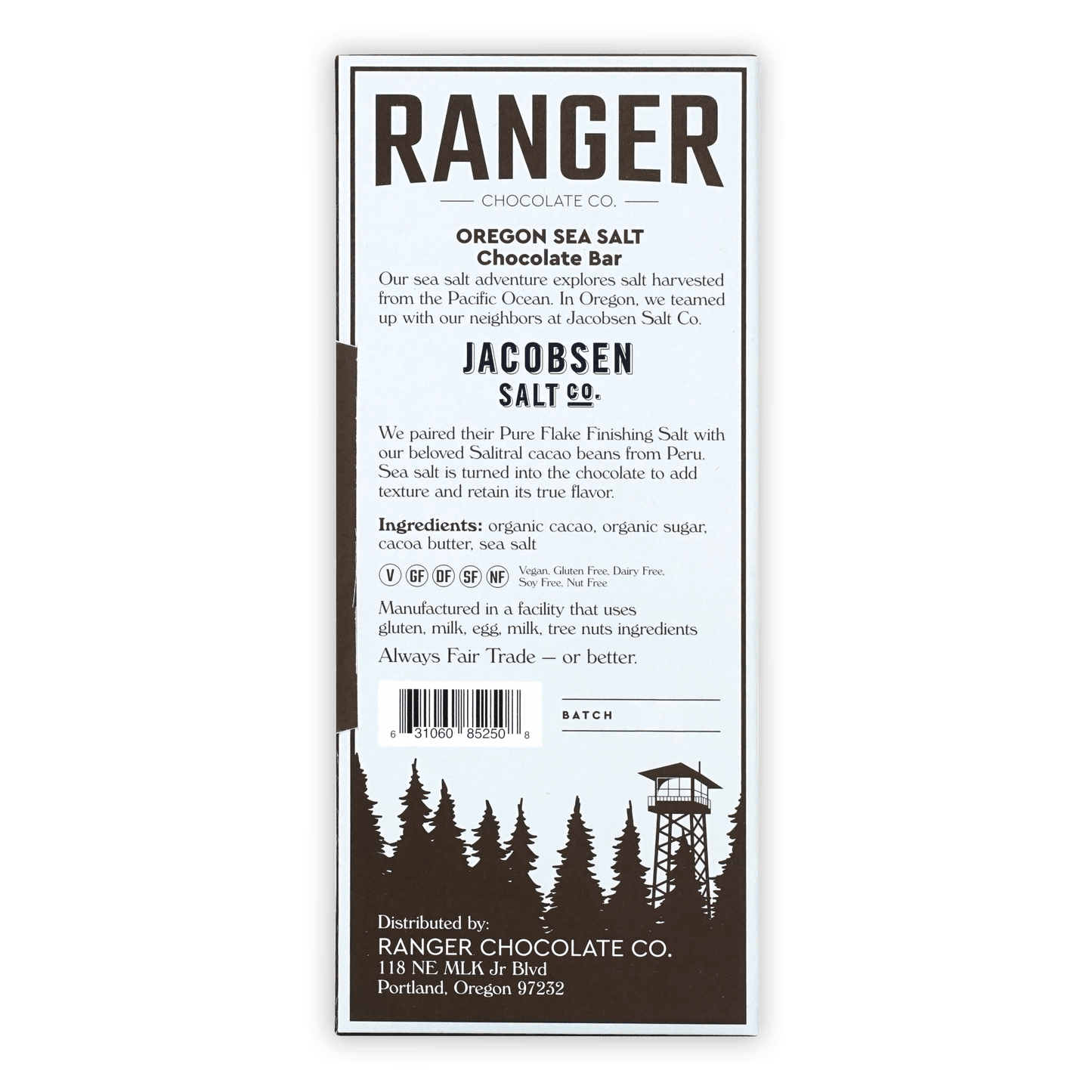 Ranger Dark w/ Oregon Sea Salt 75% chocolate bar by Ranger Chocolate Co