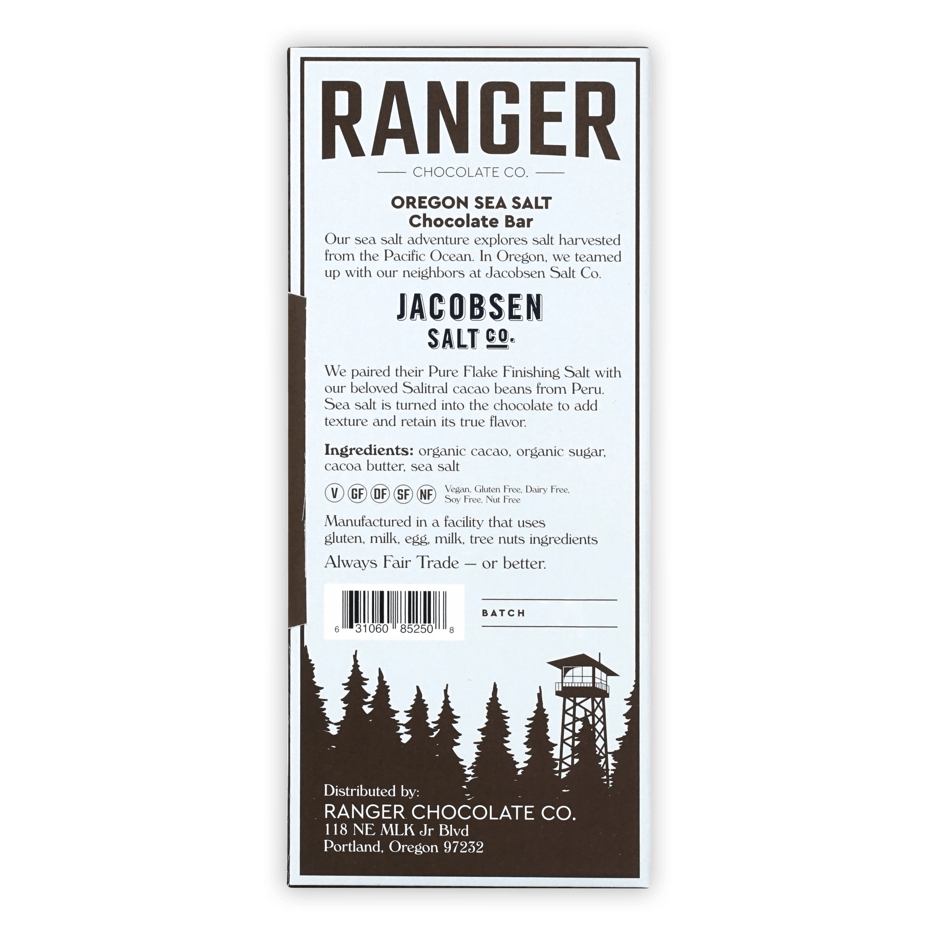 Ranger Dark w/ Oregon Sea Salt 75% chocolate bar by Ranger Chocolate Co