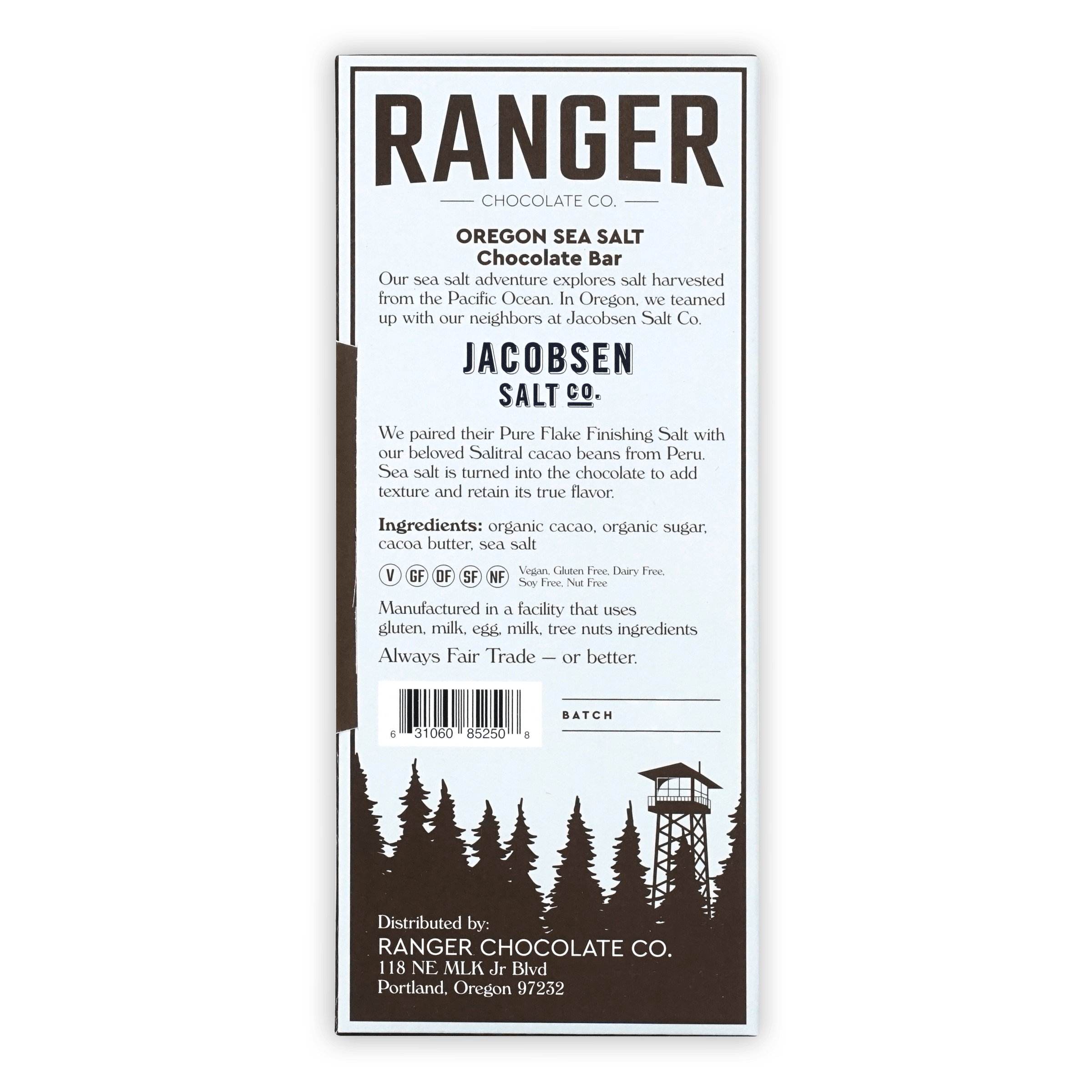 Ranger Dark w/ Oregon Sea Salt 75% chocolate bar by Ranger Chocolate Co