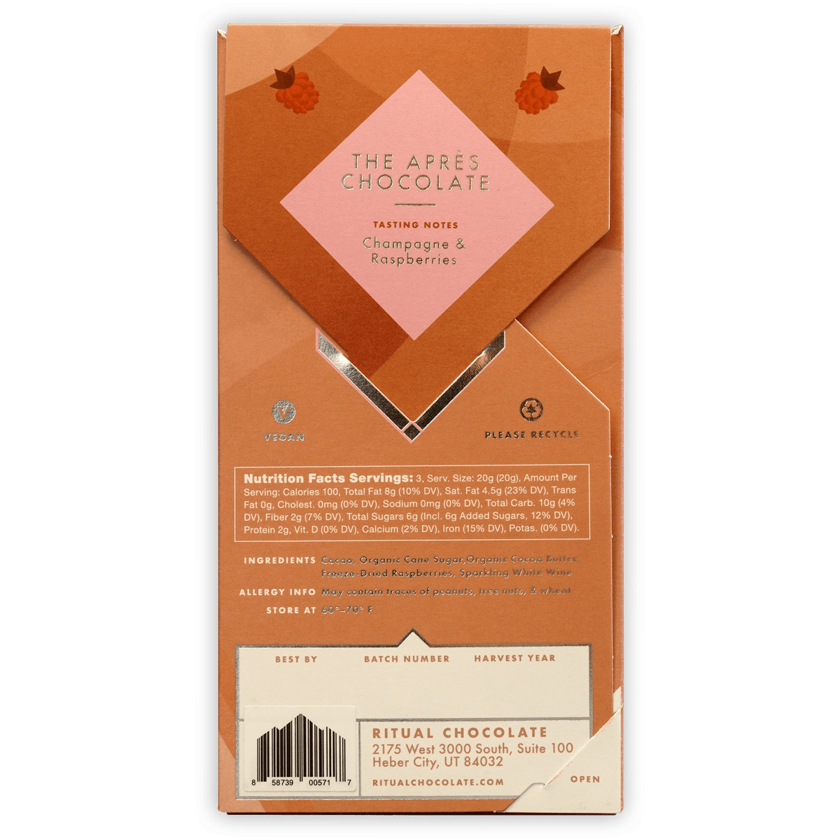 Ritual Après Raspberry Sparkling Wine Chocolate 70%