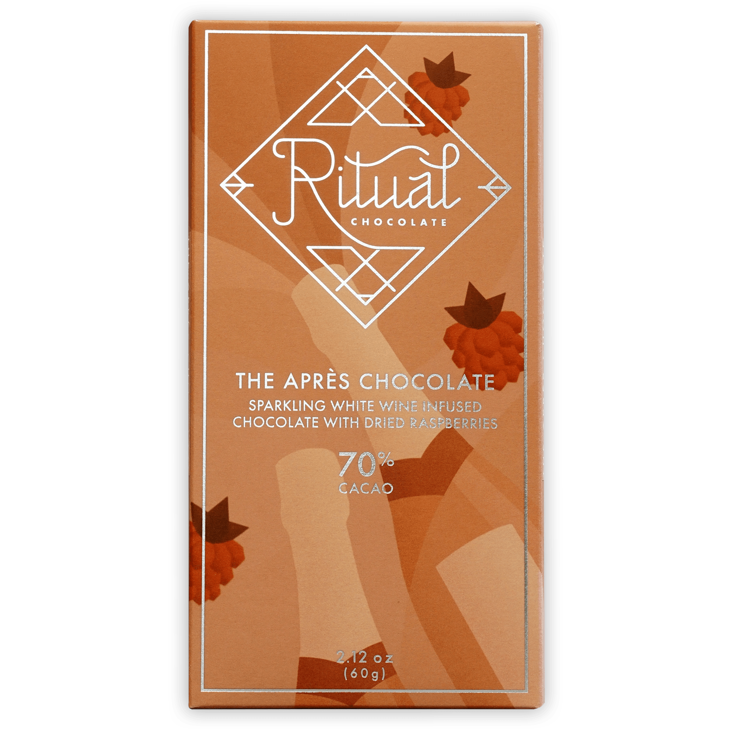 Ritual Après 70% cacao chocolate bar with raspberry and sparkling wine