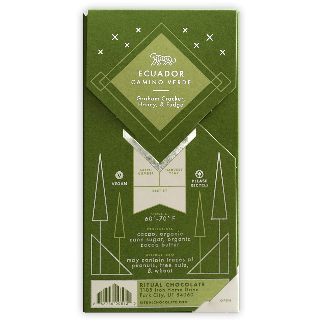Ritual Ecuador 75% green wrapper with ecuador camino verde branding