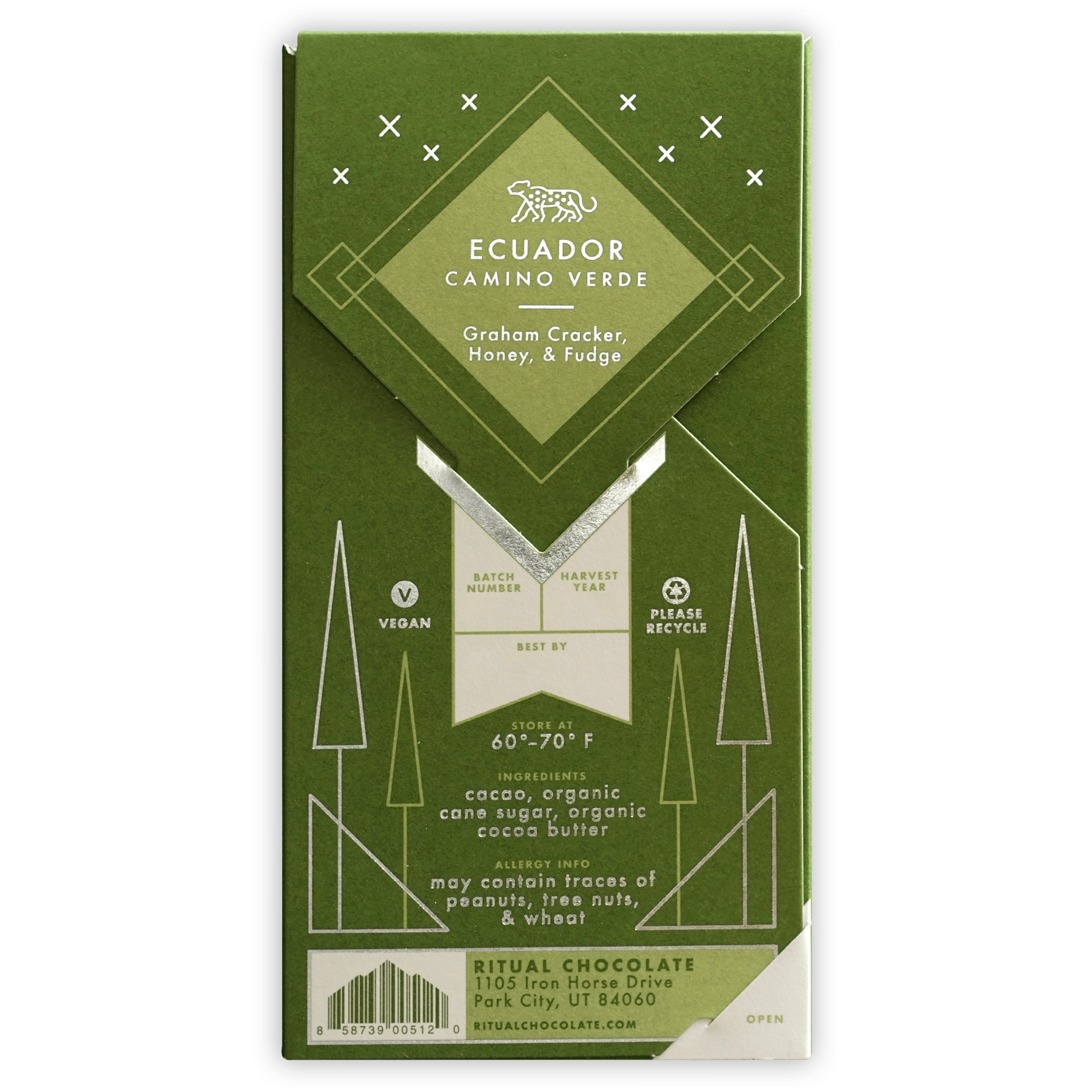 Ritual Ecuador 75% green wrapper with ecuador camino verde branding