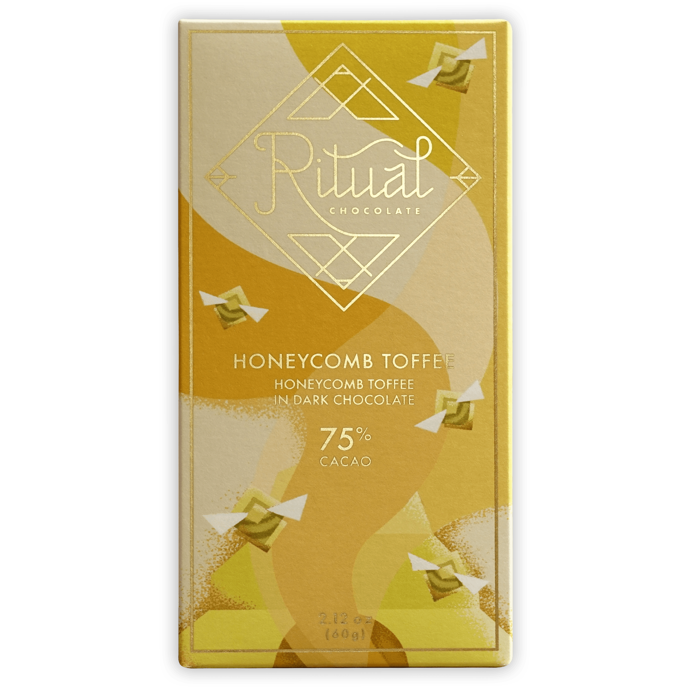 Ritual Honeycomb Toffee 75% dark chocolate bar in gold foil