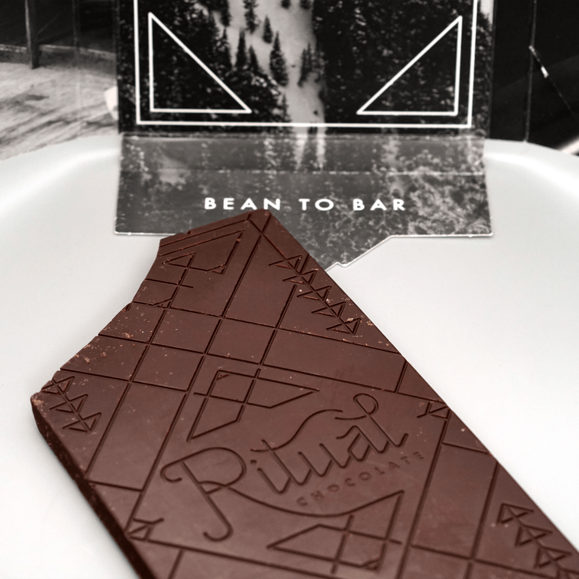 Ritual One Hundred Percent 100% dark chocolate bar with embossed logo