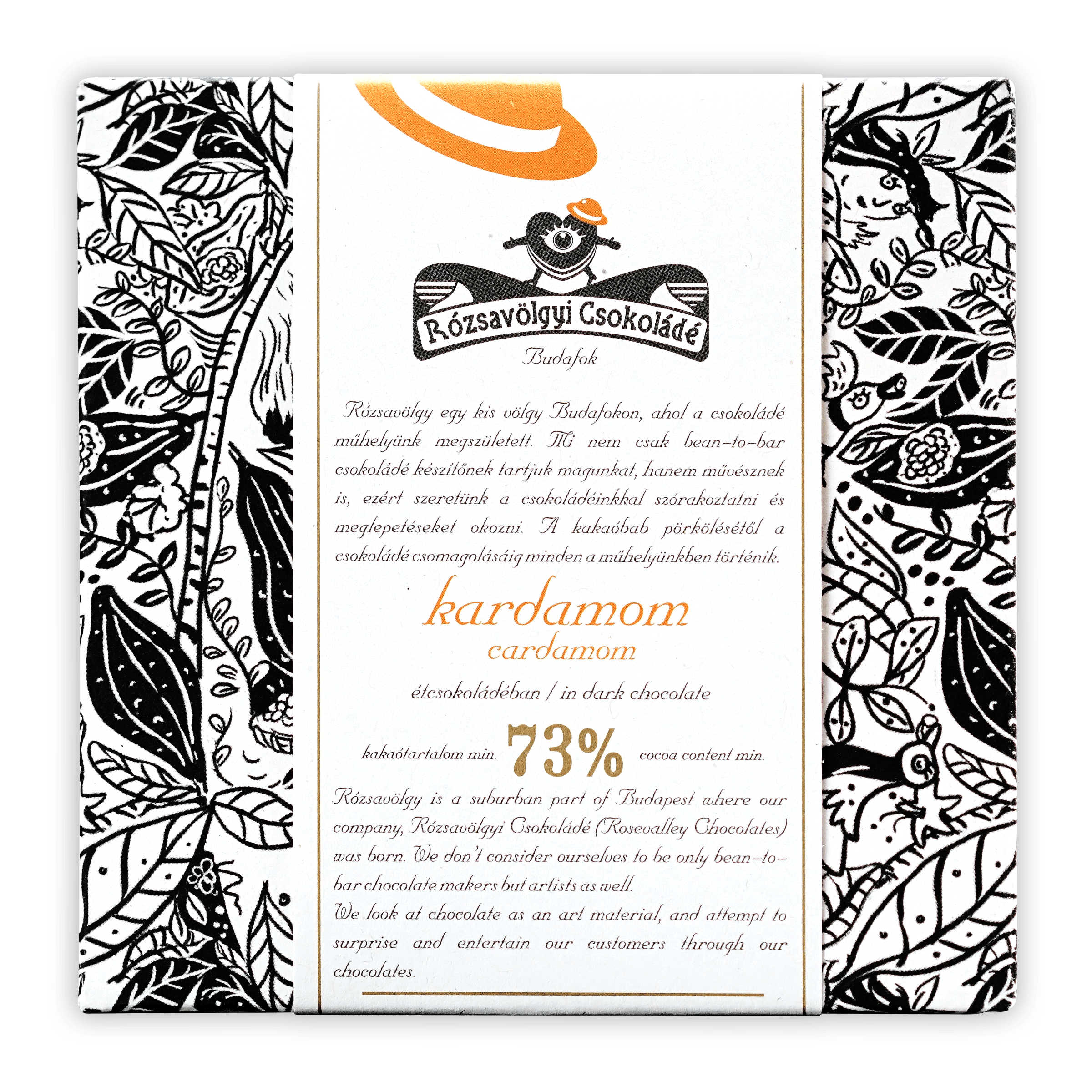 Rózsavölgyi Csokoládé 73% dark chocolate with cardamom wrapper