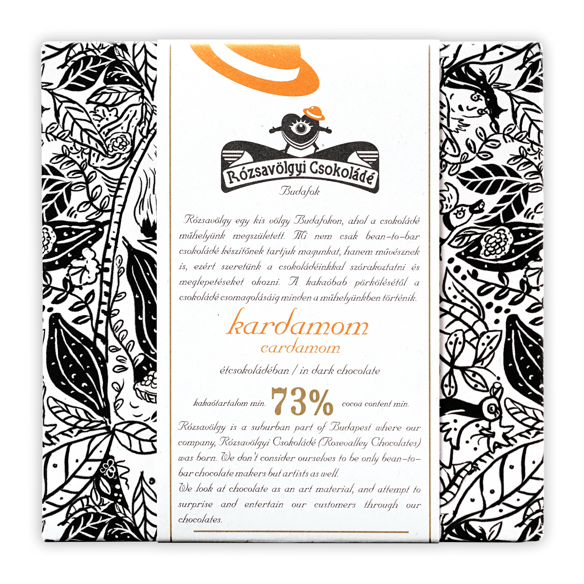Rózsavölgyi Csokoládé 73% dark chocolate with cardamom wrapper