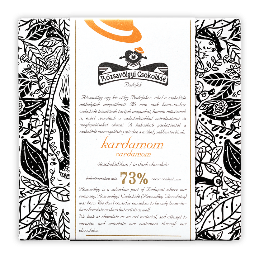 Rózsavölgyi Csokoládé 73% dark chocolate with cardamom wrapper