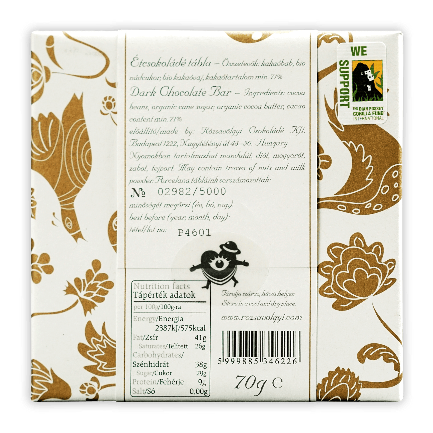 Rózsavölgyi Csokoládé Porcelana 71%
