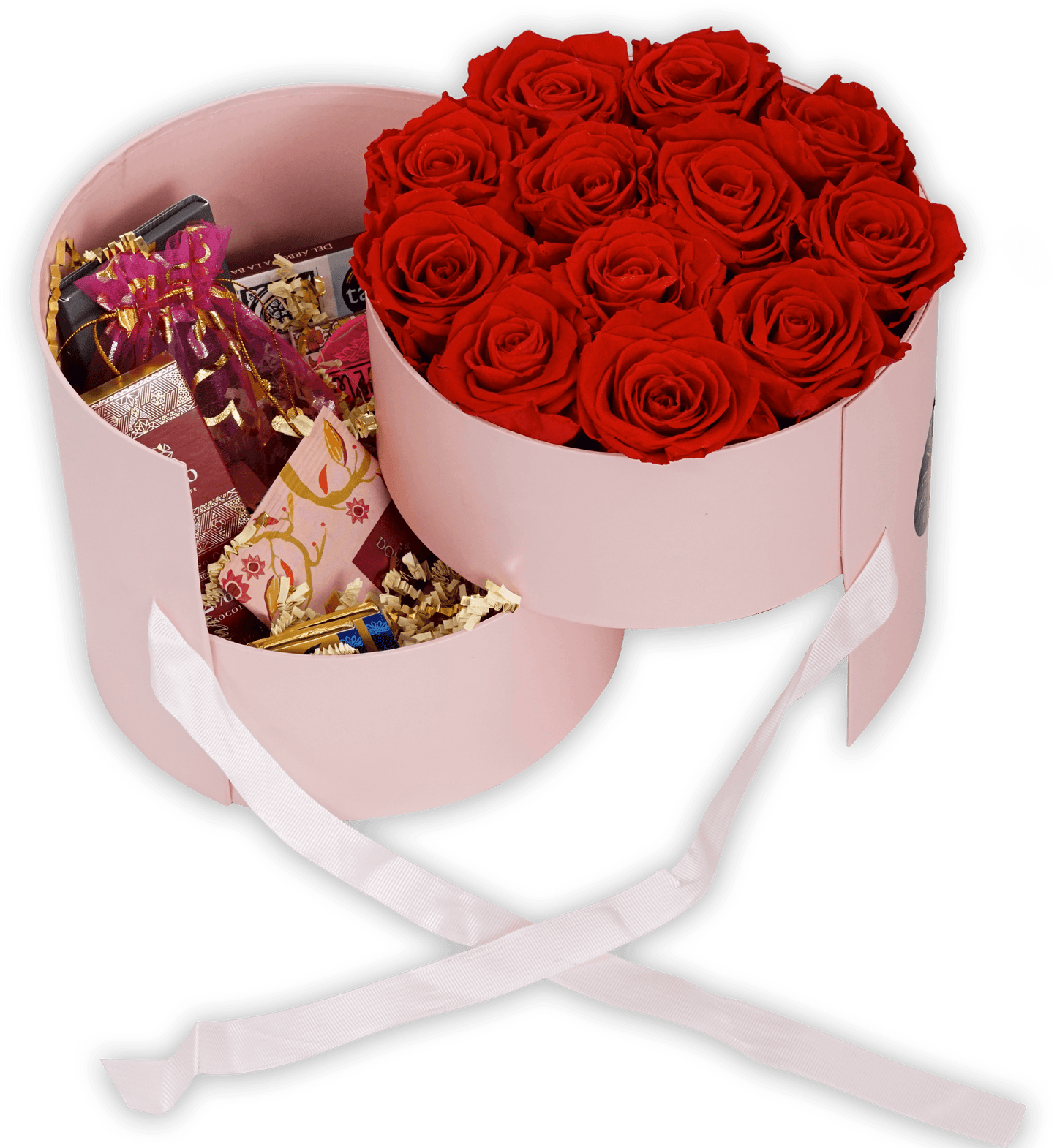 Sending Love Pink Double Gift Box (Eternal Roses & Chocolate)