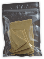 Soma Bark Crème Brûlée 125g: beige chocolate pieces with specks in clear bag