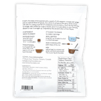 Back of Soma Drinking Chocolate Maya dark chocolate mix packet with nutrition facts