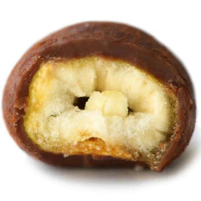 Soma milk chocolate covered roasted corn with banana chunks inside