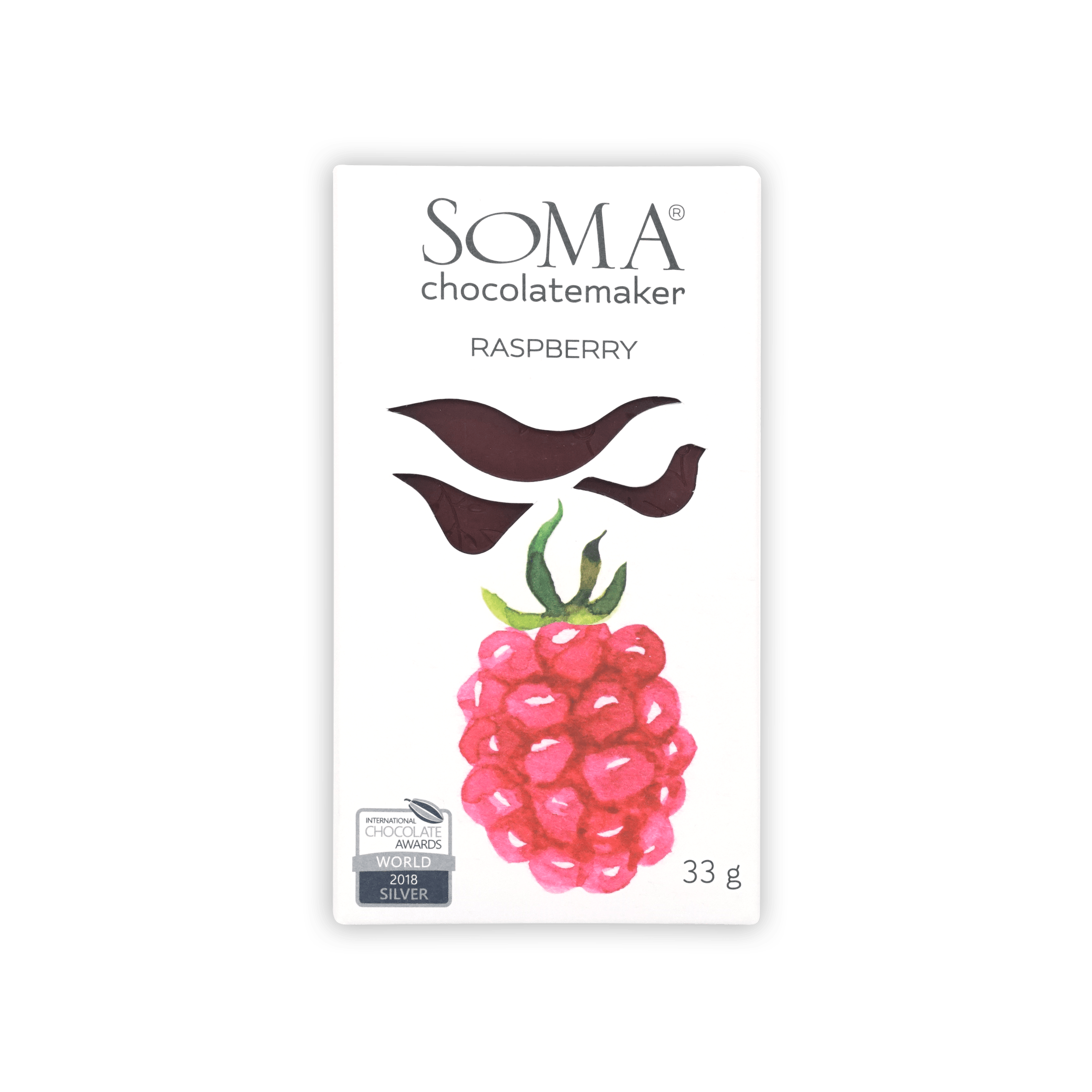 Soma Mini Raspberry Bar with pink raspberry and chocolate drizzle