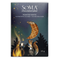 Soma Roasted White Chocolate bar in dark blue package with squirrel illustration