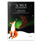 Soma Twinkle Bar: caramel chocolate with sea salt, fox under green aurora wrapper