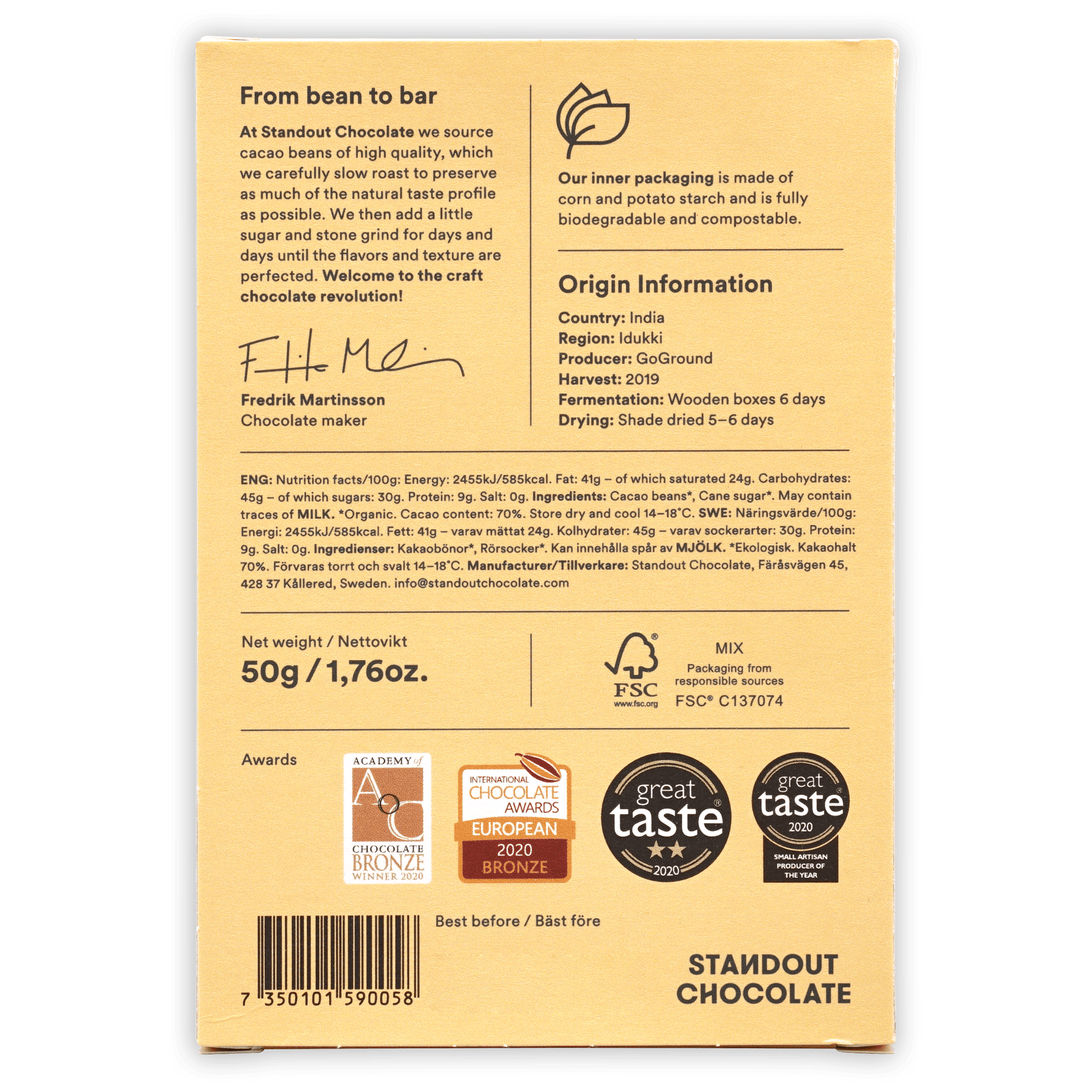 Standout Chocolate India Idukki 70%
