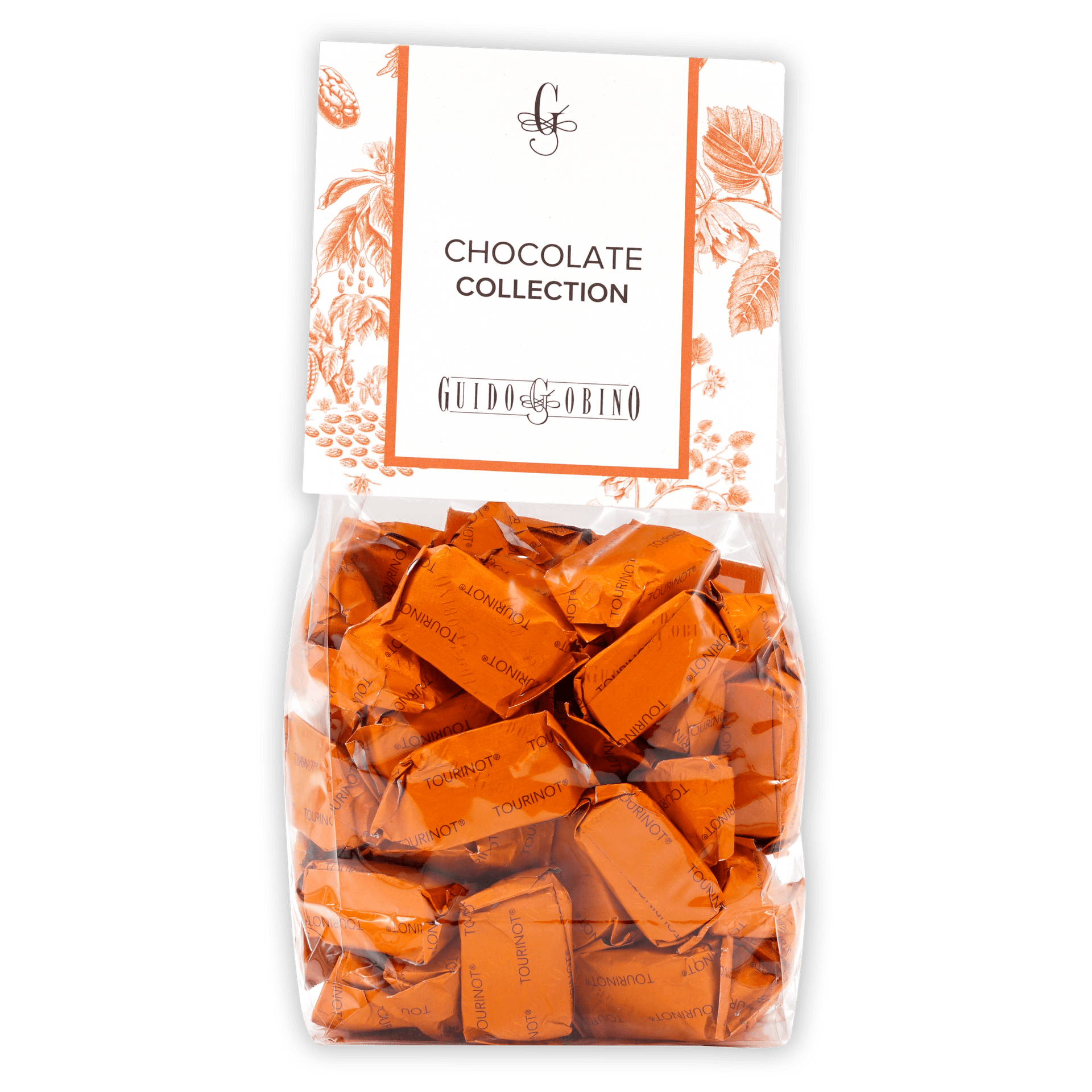 Guido Gobino Tourinot Classico bag of wrapped orange chocolate candies