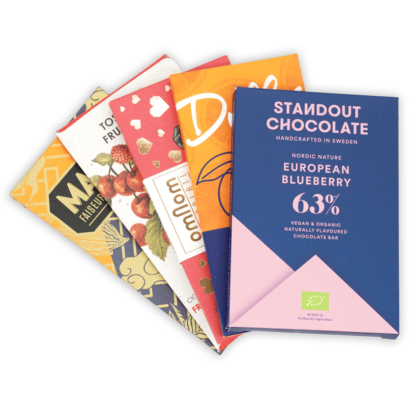 Standout Chocolate Nordic Blueberry bar wrapper in Very Fruity Bundle