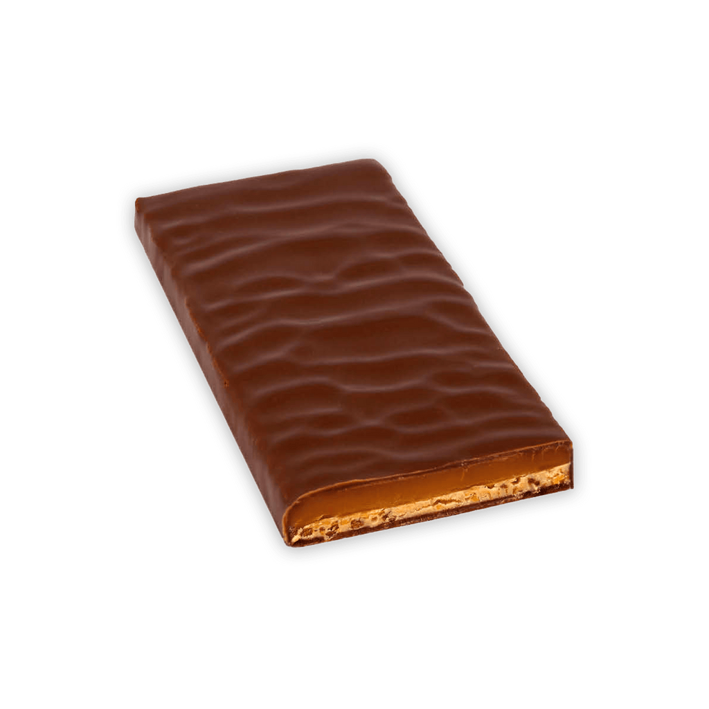 Zotter Butter Caramel 50% filled milk chocolate bar with glossy ridges