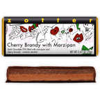 Zotter Cherry Brandy with Marzipan dark chocolate bar in golden wrapper